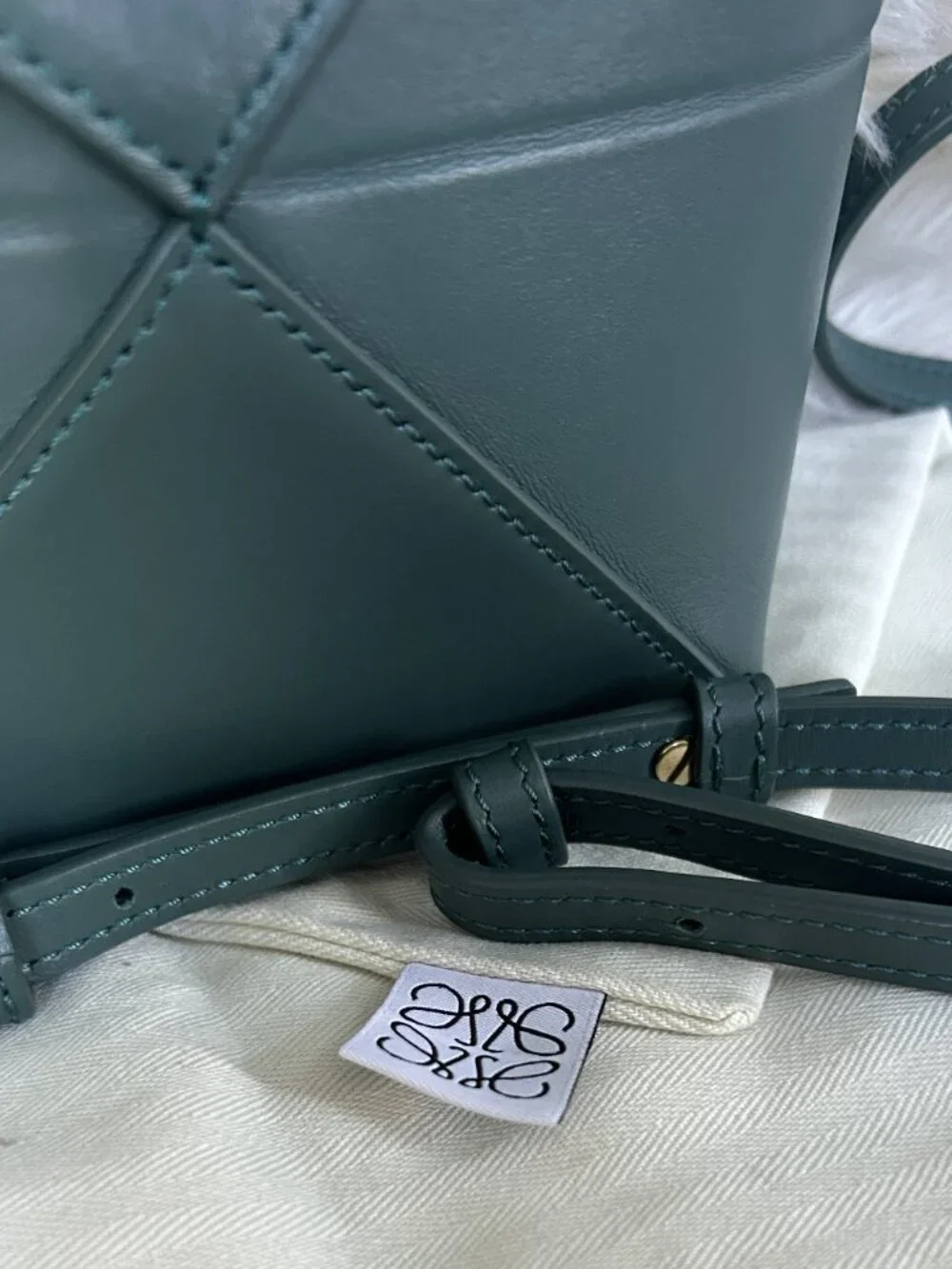 LOEWE Mini Fold Tote in green shiny calfskin-NWOT, current season color!